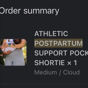 ATHLETIC POSTPARTUM SUPPORT POCKET SHORTIE, M